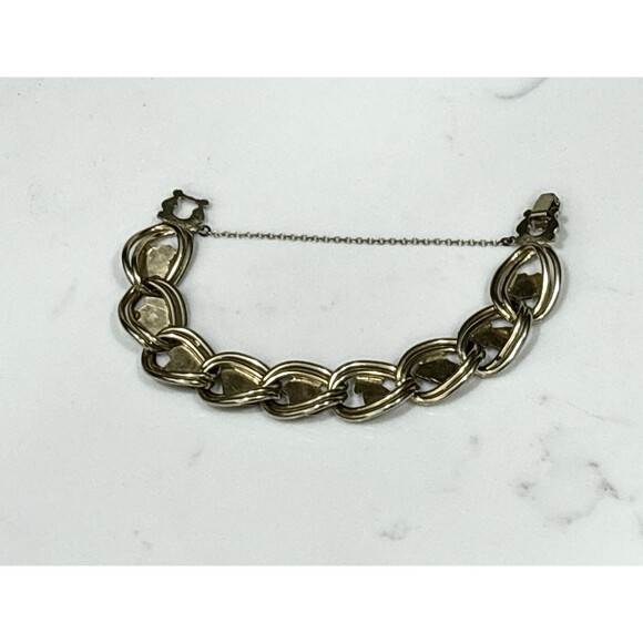 Vintage Gold Tone Heraldic Enamel Shield Link Bracelet 7" - Picture 11 of 14